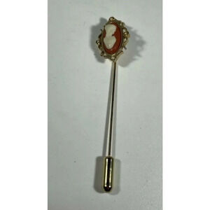 Vintage Victorian Avon Cameo Stick Pin Brooch‎ Goldtone
